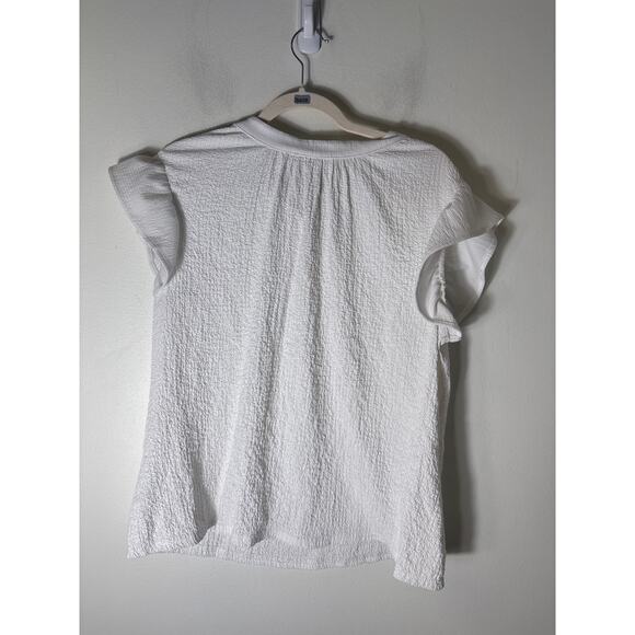 THML White Flutter Sleeve Top with Textued Fabric Sz M - Picture 1 of 2